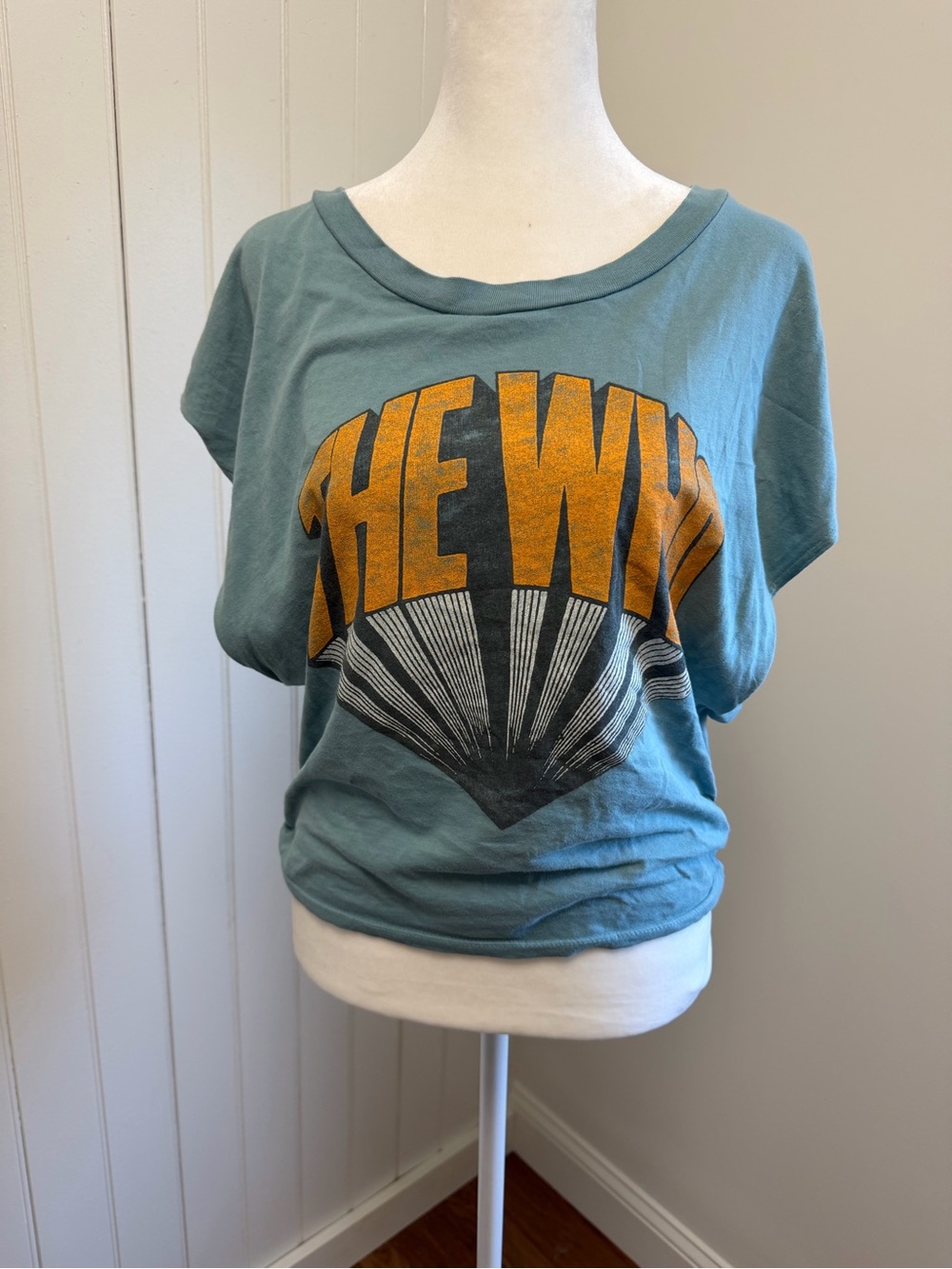 Free People Teal Graphic Tee with Mustard Logo